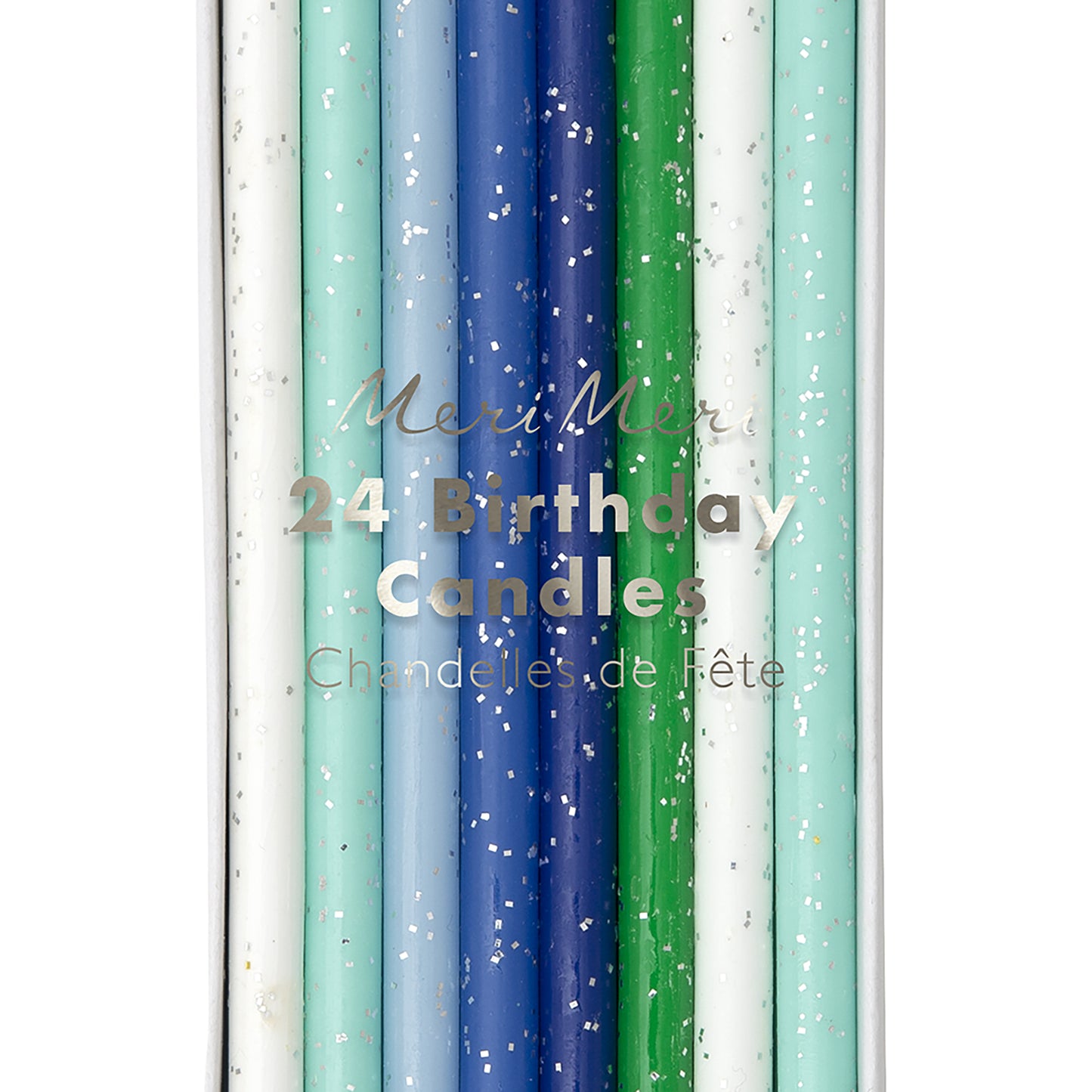 dortové svíčky — modrozelené třpytivé