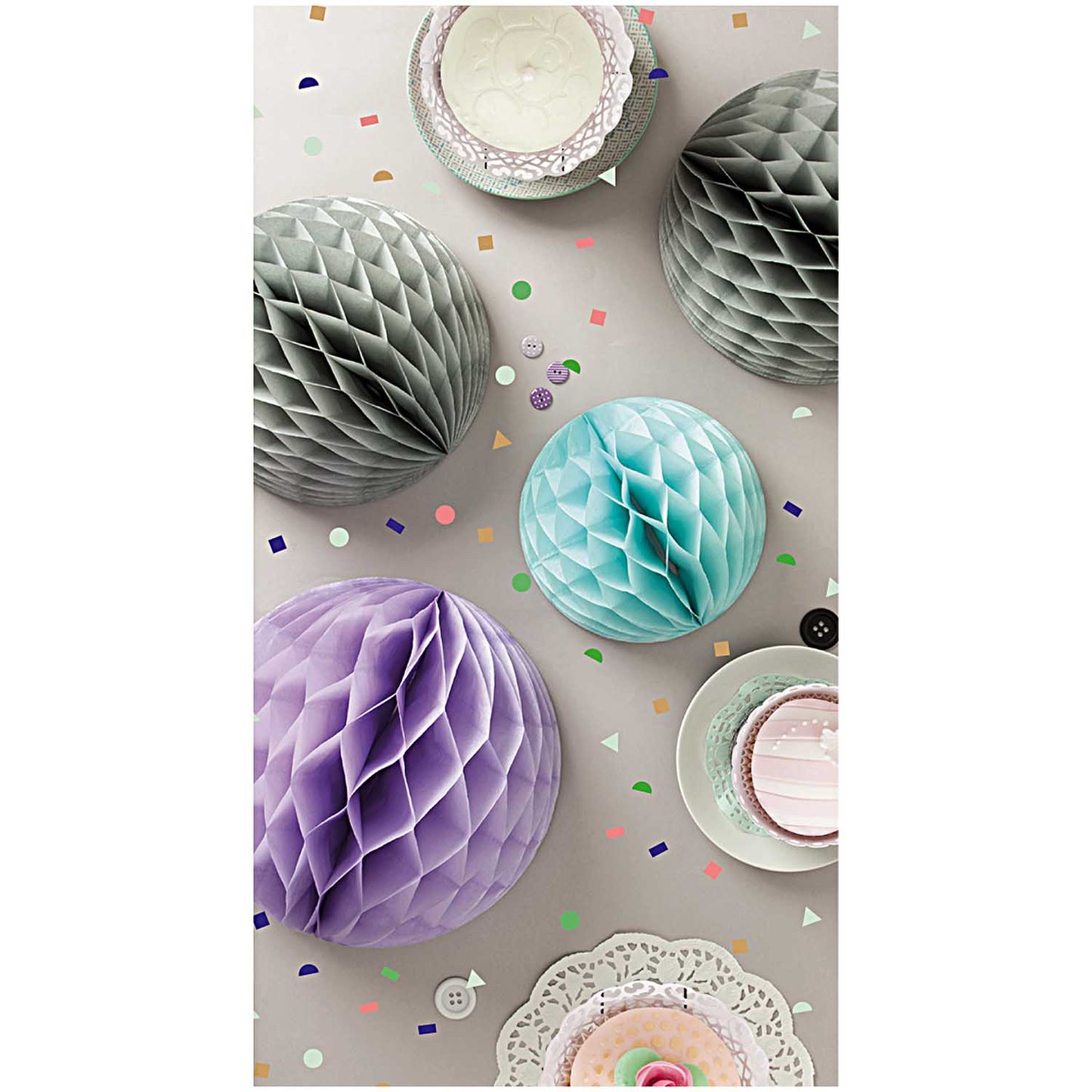 sada papírových koulí „honeycomb“ — pastel