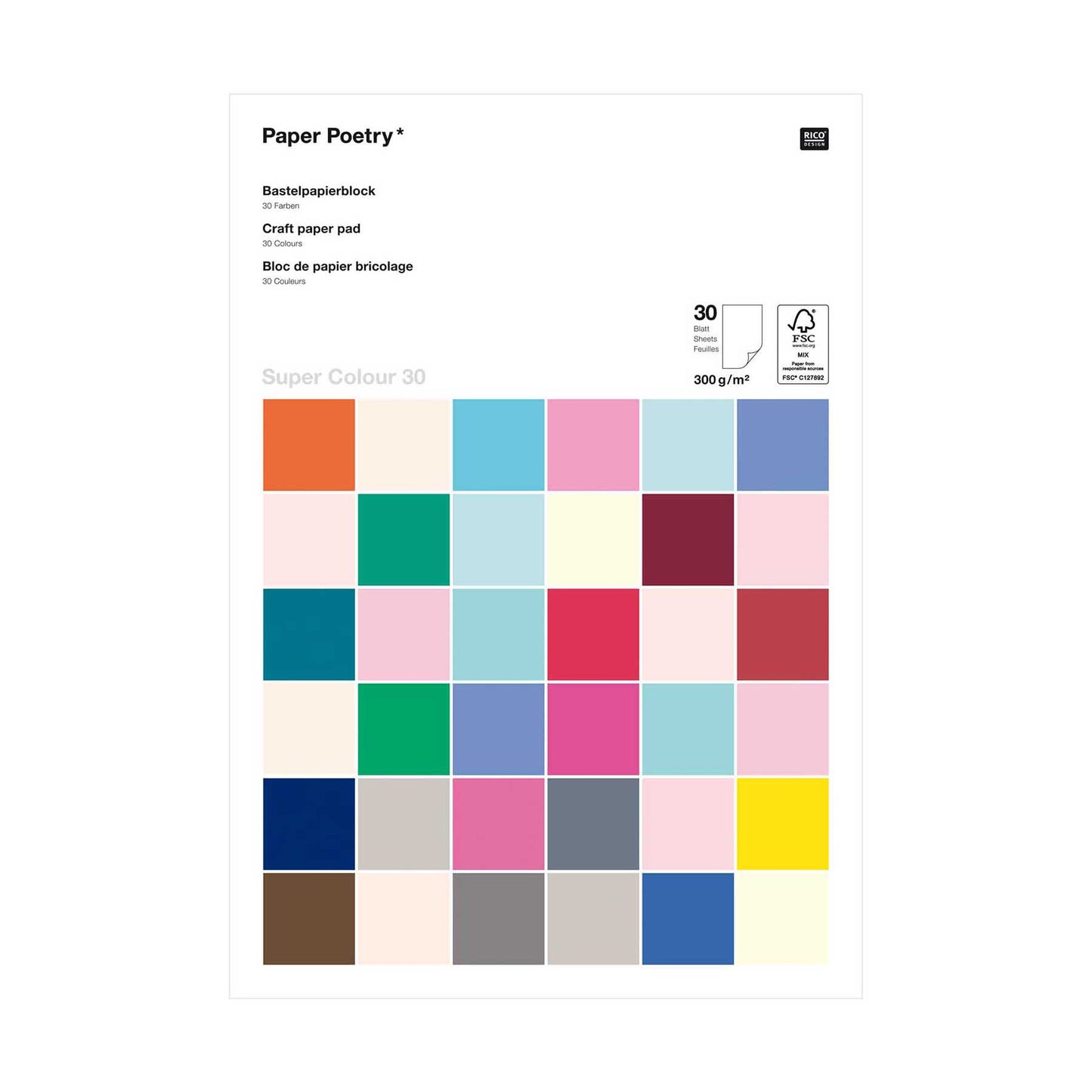 blok barevných papírů — pastel — A3