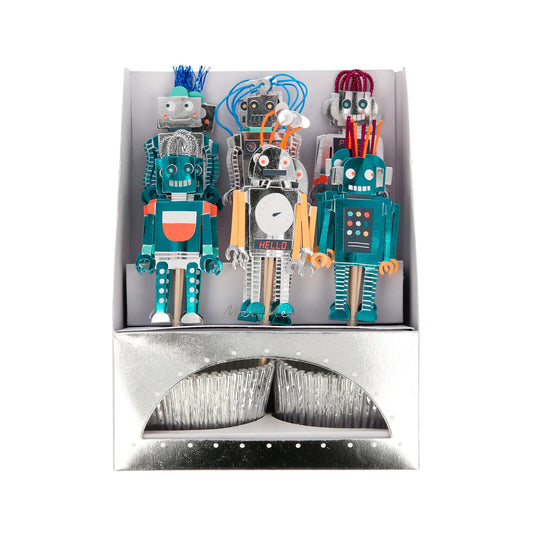 sada dekorací na vesmírné cupcakes — roboti