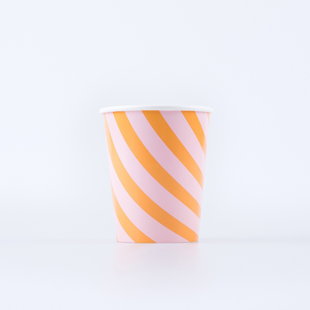 papírové kelímky — halloween — pink n’ orange stripes