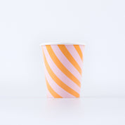 papírové kelímky — halloween — pink n’ orange stripes