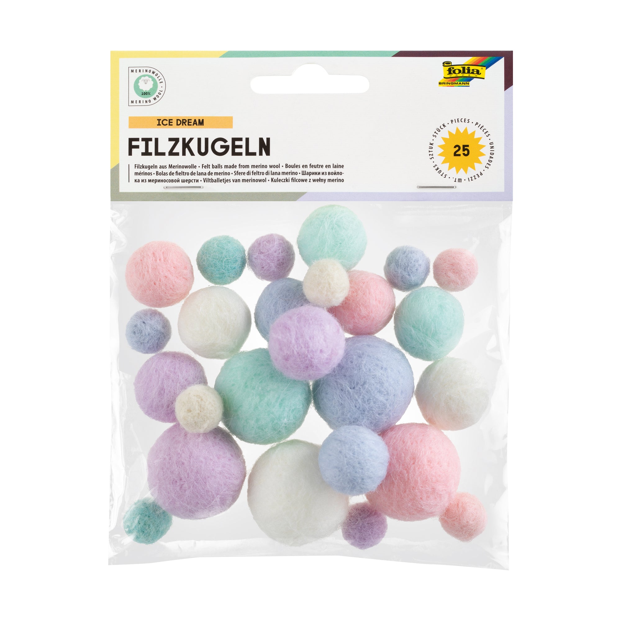 plstěné kuličky z merino vlny — pastel