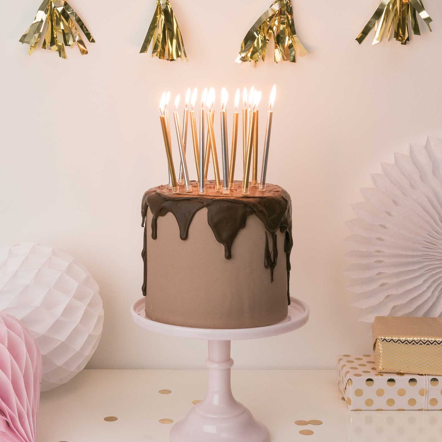 dortové svíčky — zlaté a stříbrné — 16 ks