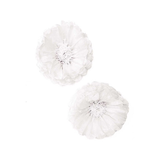 květiny z hedvábného papíru — white — 40 cm