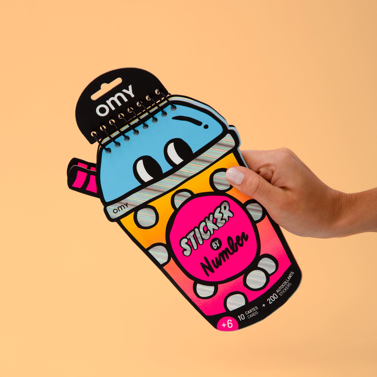 sešit plný neonových samolepek a aktivit — bubble tea