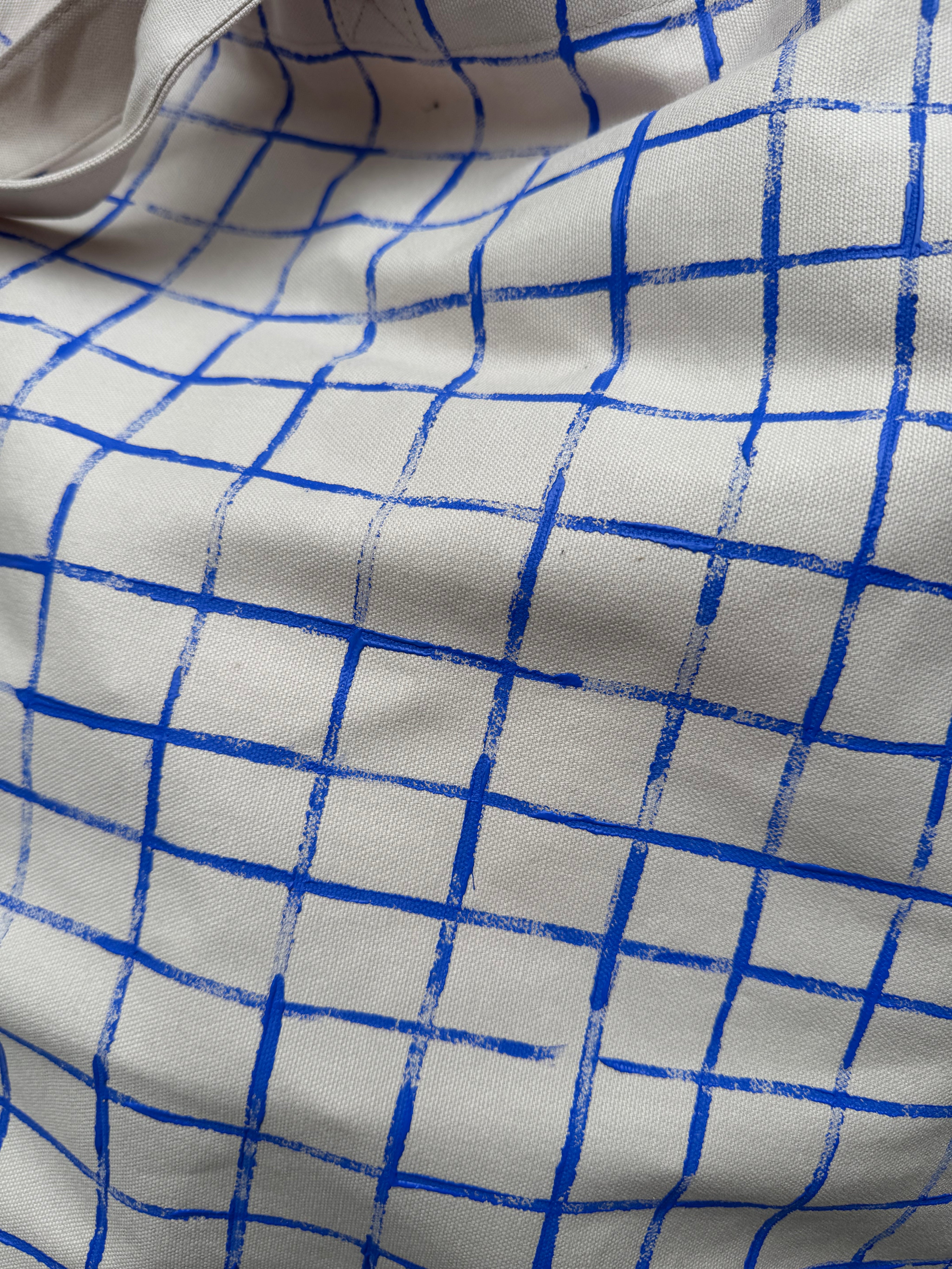 Shopper plátěná taška — blue grid