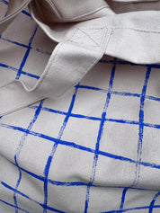 Shopper plátěná taška — blue grid