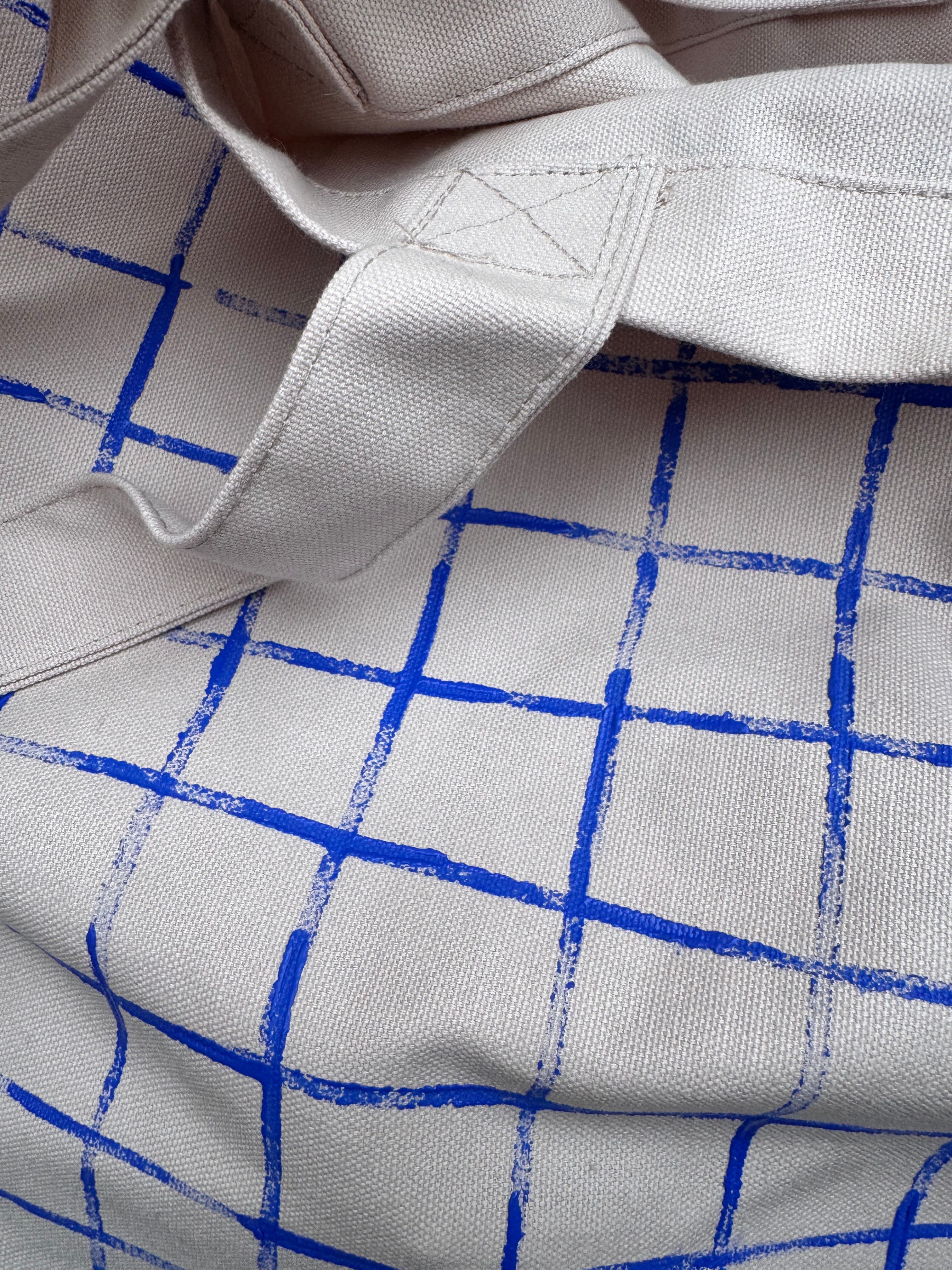 Shopper plátěná taška — blue grid