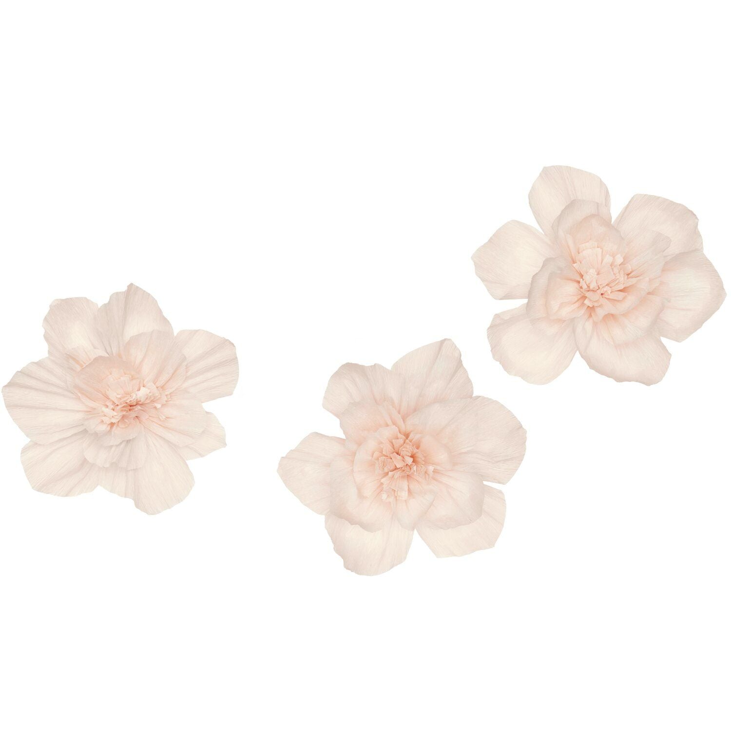 květy z krepového papíru — soft peach — 3 ks