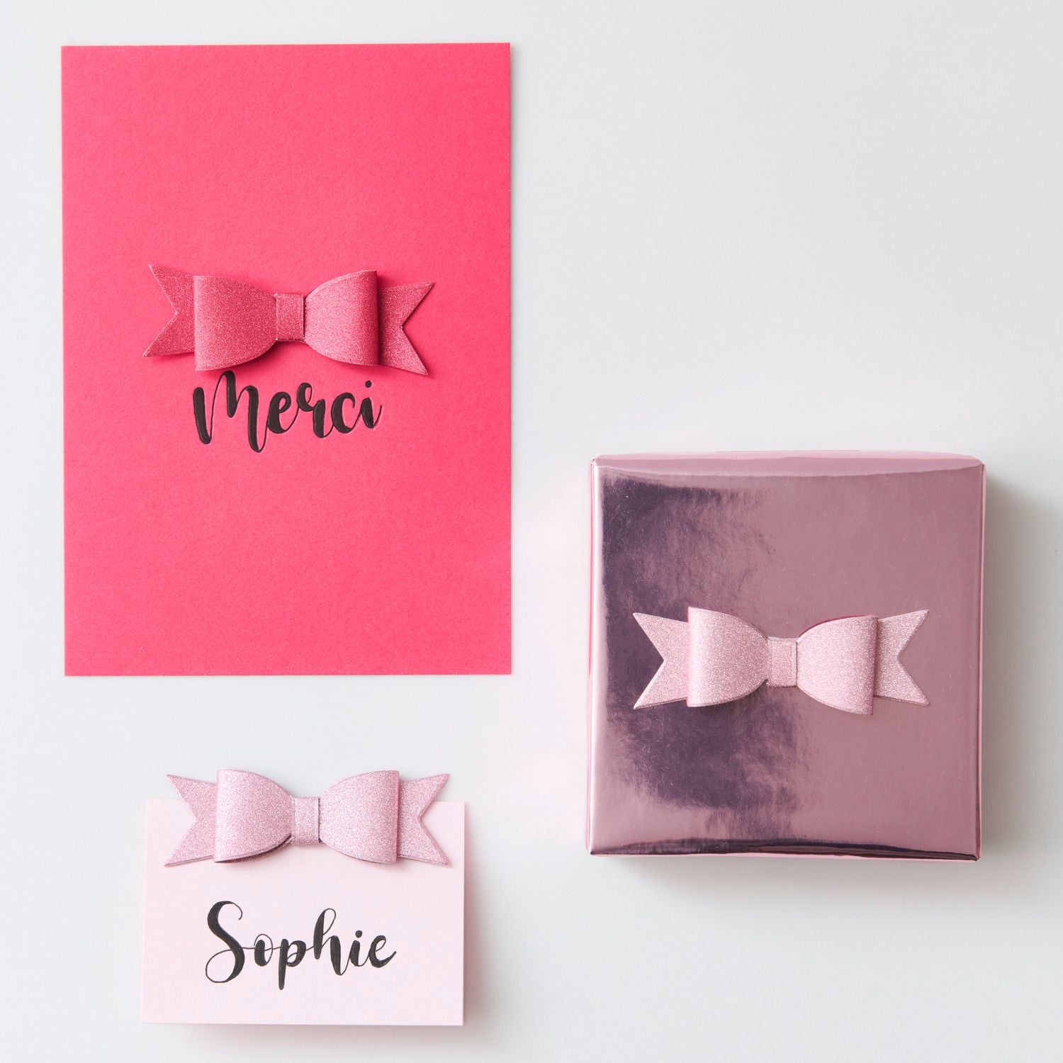 glitrové 3D samolepky — mašle