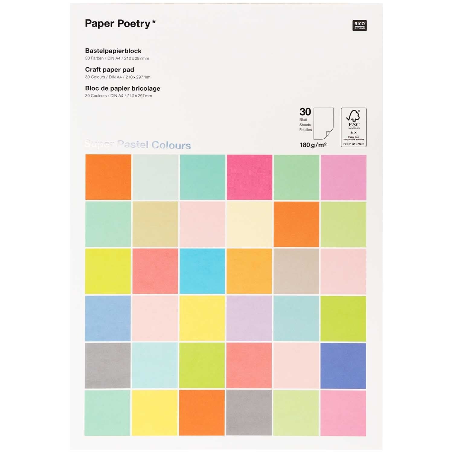 blok barevných papírů — pastel — A4