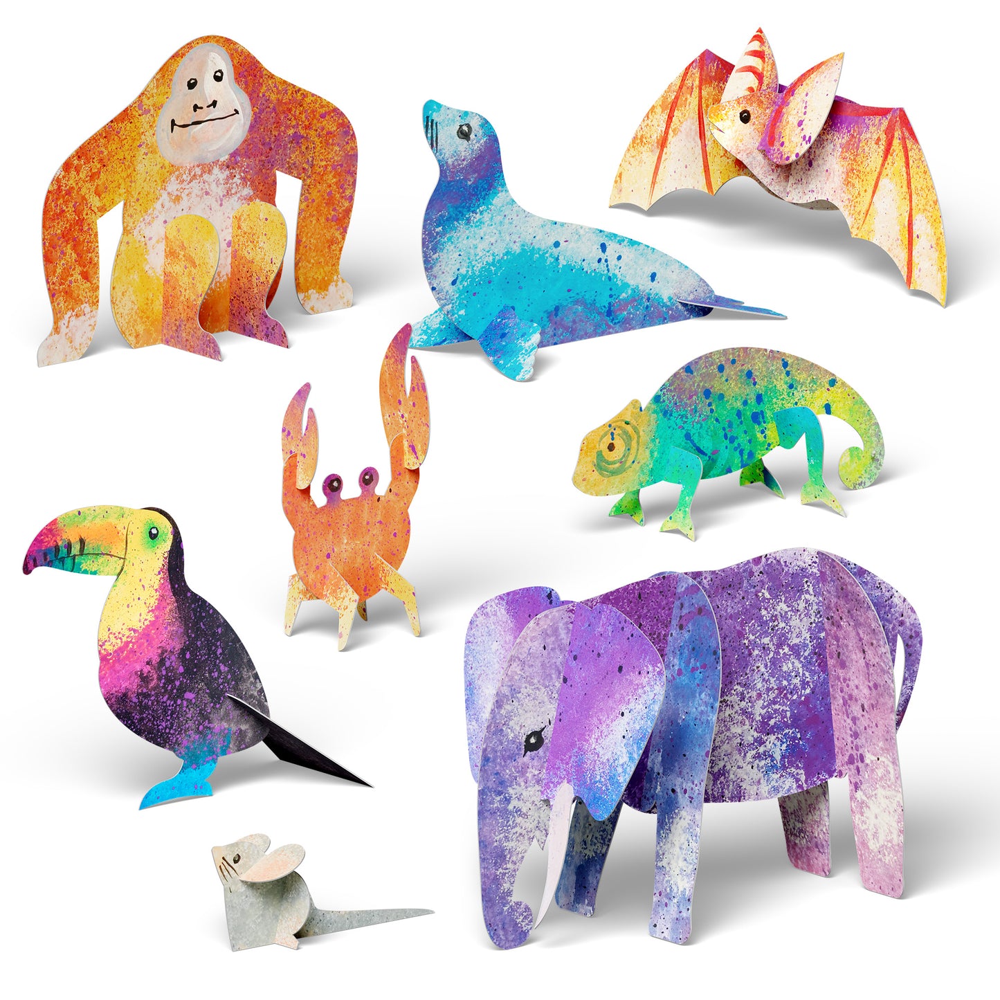 3D papírová zvířátka — Dotvoř a poskládej – 3 archy