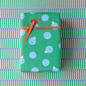 balicí papír Christmas Balls – Indian Green & Sky Blue