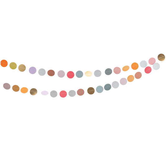 girlanda — 3,8 cm barevná a glitrovaná kolečka