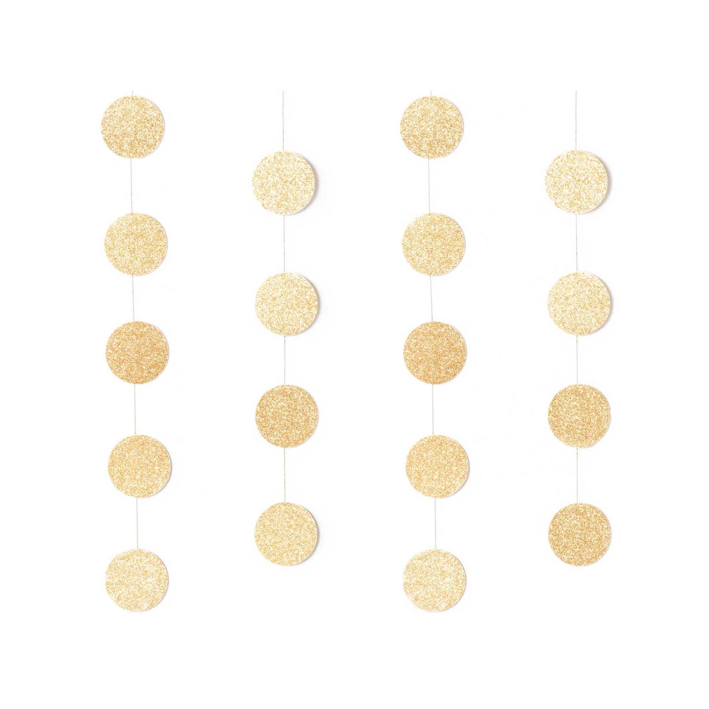 girlanda — 3,8 cm zlatá glitrovaná kolečka