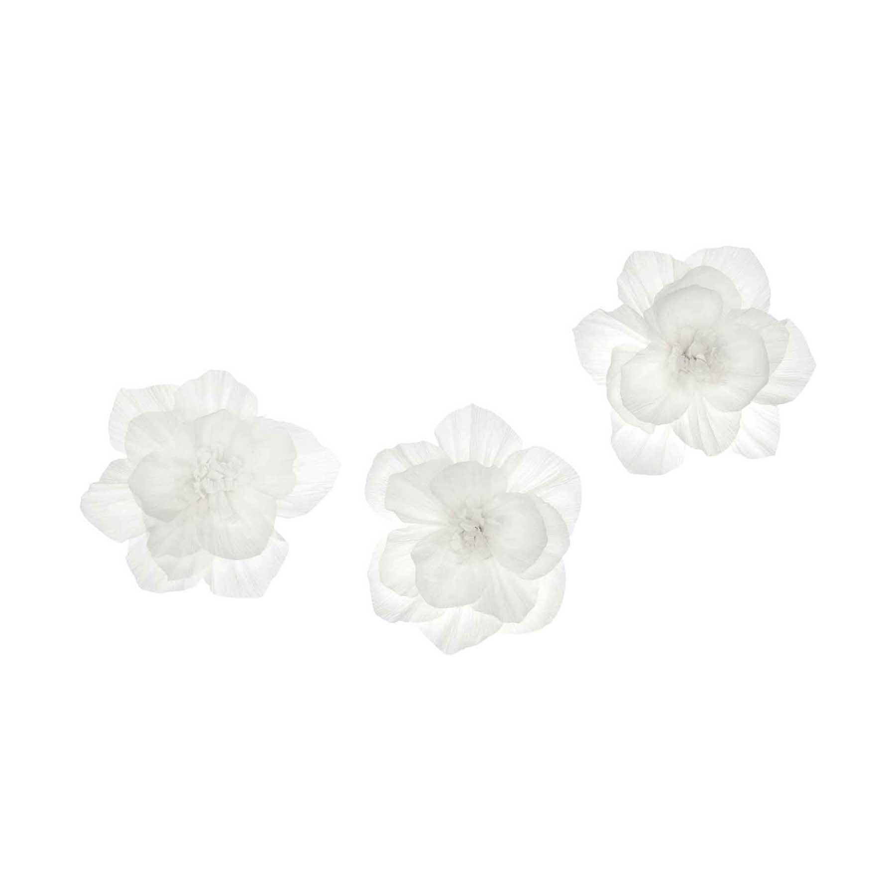 květy z krepového papíru — blossom white — 3 ks