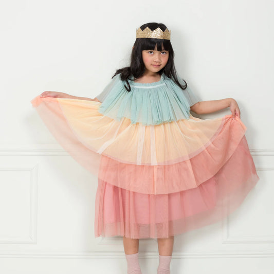 kostým — princeznovské duhové šaty s korunkou