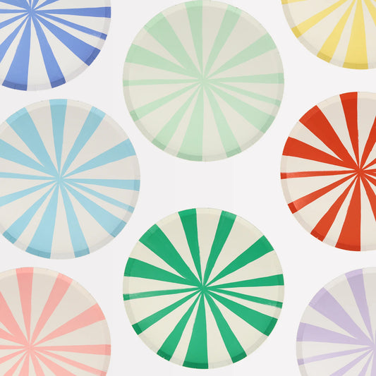 papírové talíře — multi stripe